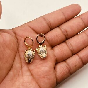 Gold plated earrings for women panther design